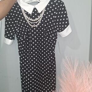 Polka Dot Dress with Pearl Necklace